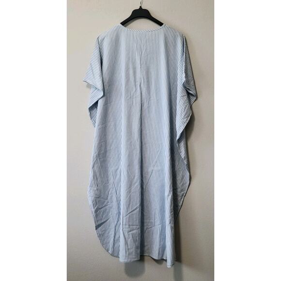 National Women's Maxi House Dress Blue Stripe Embroidered NEW Kaftan - Picture 5 of 8